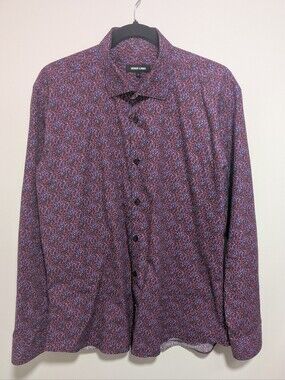 Jared Lang | Abstract Pixel Print Button Down In Purple/Red